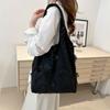 Stylish Black Canvas Tote Bag For Women 2024 Summer Fashion Large Capacity Trendy Design