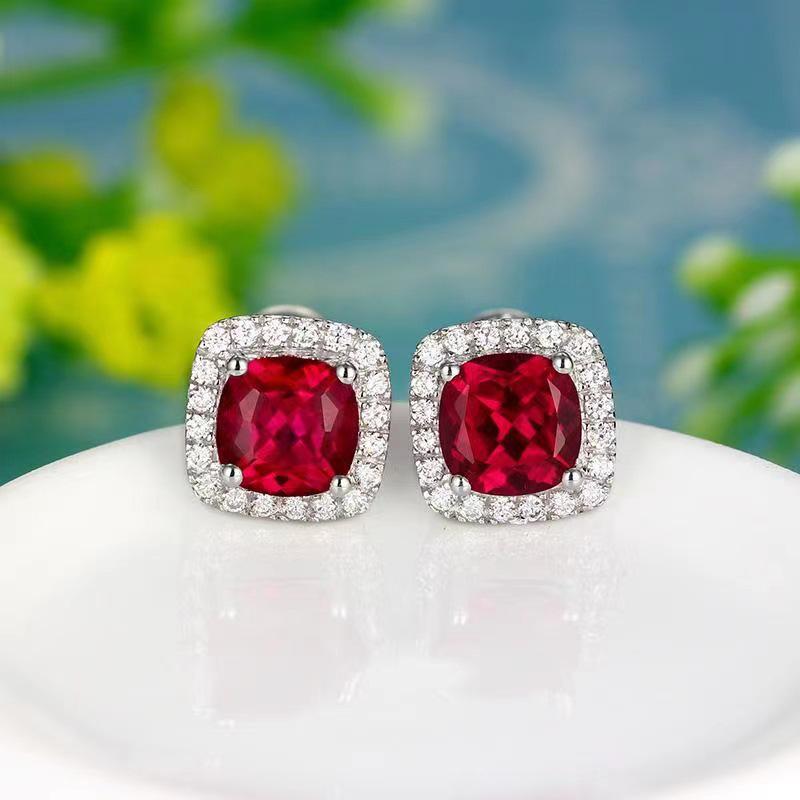 Elegant Korean Style Square Diamond Earrings for Women - S925 Silver Needle