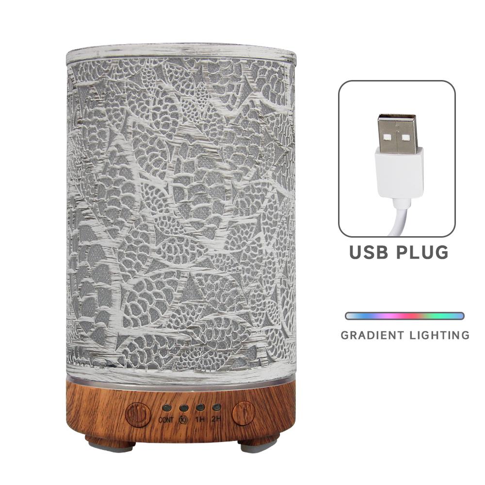 Decorative LED Night Light Timer Aroma Diffuser Hollow Leaves Ultrasonic Air Humidifier 7-color Atmosphere Lights for Bedroom