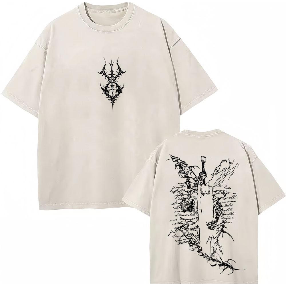 Washed Anime Berserk Guts Classic T-Shirts Manga Gatsu Griffith Zodd Trend T-shirt Men Women Oversized  Cotton Casual Tee Shirt