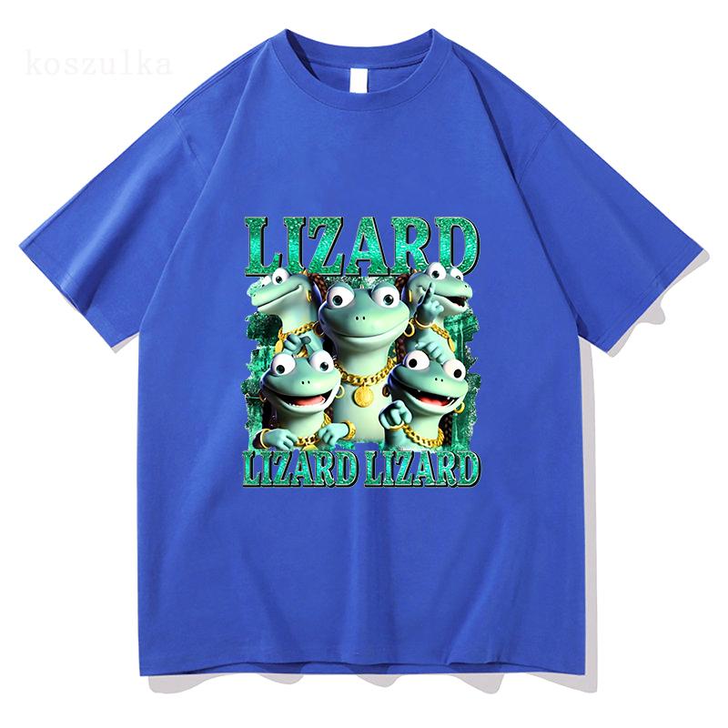 Funny Lizard Meme Graphic T-shirt Women Tees Casual Short Sleeve Cotton Tshirts Unisex Streetwear Cartoon Printing T Shirt