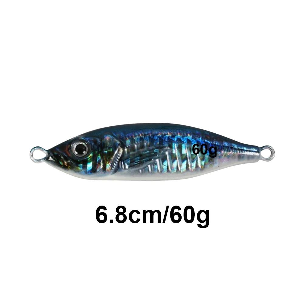 

3D Print Artificial Casting Jigging Lure UV Metal Fishing Jigging Lure 60/80g Artificial Hard Fish Lure for Seawater Freshwater