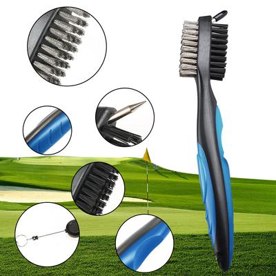 Golf Club Brush Cleaner With Dual Bristles/Retractable Clip/Portable Double-Sided Golf Cleaning Brush For Irons/Woods