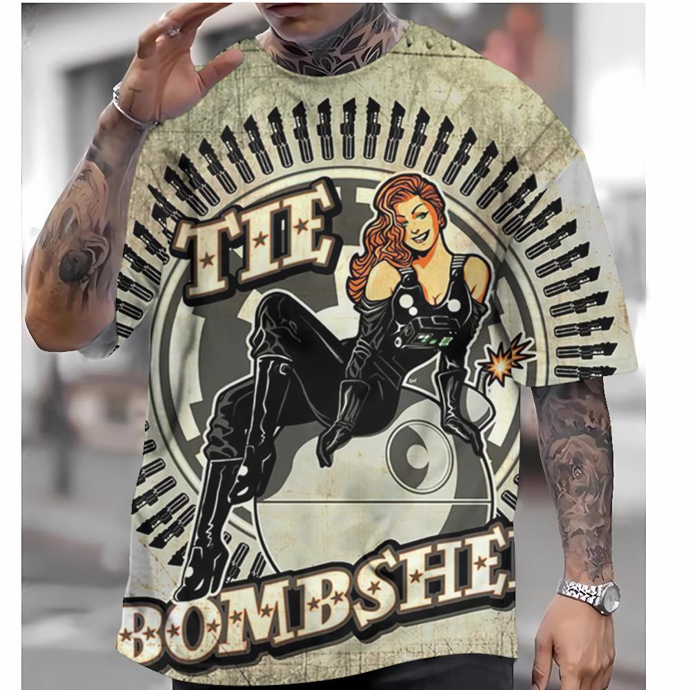 T-shirt Vintage da Uomo Sexy Bellezza Modello Stampato 3D T-shirt Casual a Maniche Corte T-shirt Oversize Abbigliamento da Uomo Top Estate