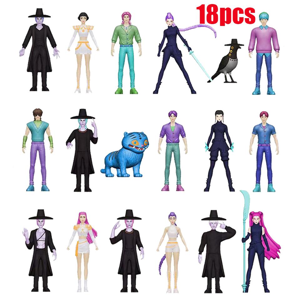 5-18pcs/Set Kpop Demon Hunters Action Figure Toy Derpys Tiger Rumi Mira Zoey Sussy Figurine Doll For Fans Gifts