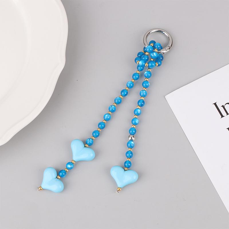 Bag Charm For Women Y2K Accesories Love Heart Pendant Colorful Beads Chain  Lady Jewelry
