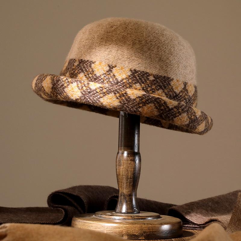 

Autumn and winter middle-aged basin hat women s warm temperament mother hat wool fashion versatile mother top hat one size fits all хакі