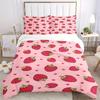 3pcs Strawberry Hearts print bedding quilt cover, soft and comfortable quilt cover suitable for bedroom and guest room200