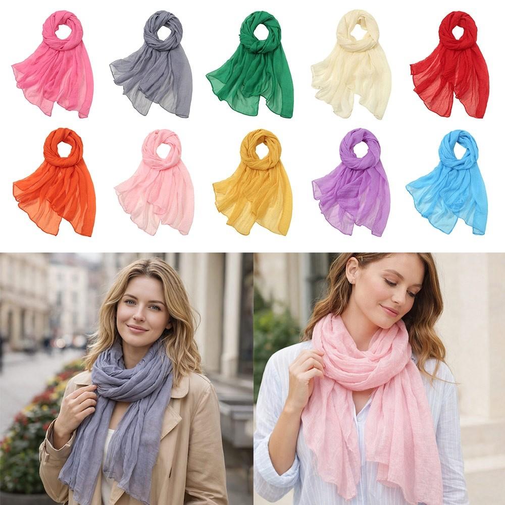 Long Sunscreen Shawl Solid Color Shawl Silk New Chiffon Scarf  Summer