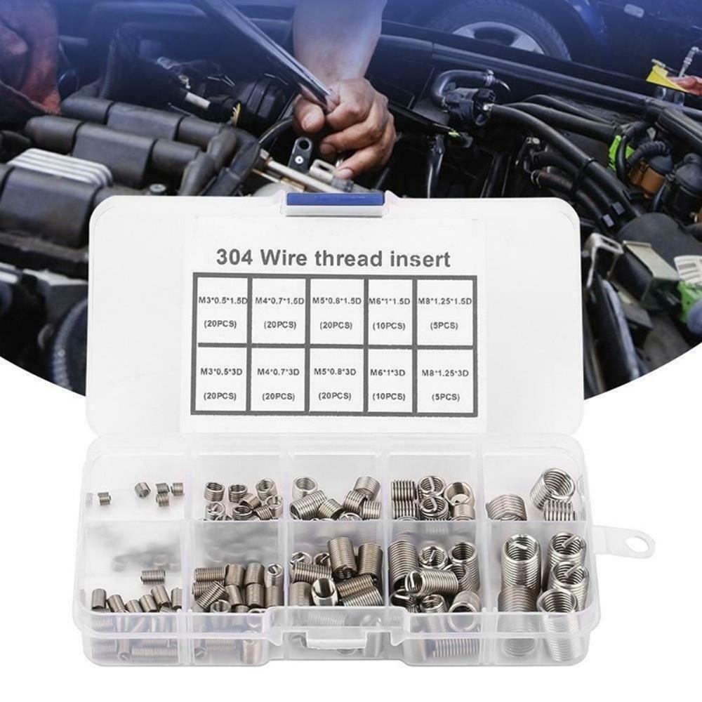 150pcs M3-8 Wire Insert Screws 304 Stainless Steel Coiled Wire Inserts Thread Repairing Tool  Daily
