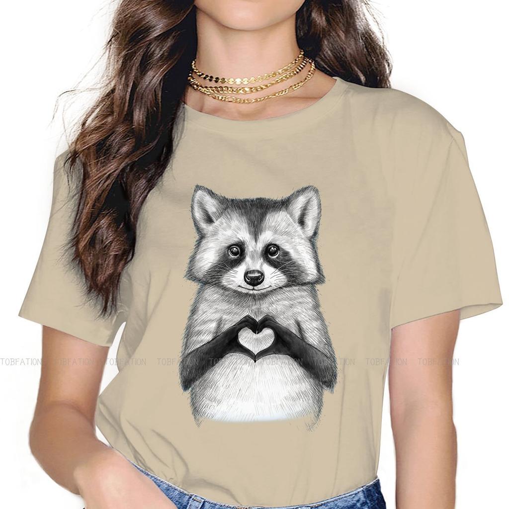 Heart Classic Casual Tshirt Raccoon In North America Cute Creative Streetwear Comfortable T Shirt Unisex Short Sleeve Special