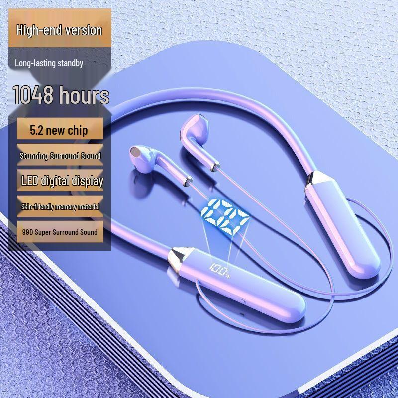 Hanging Neck Bluetooth Sports Earphones with Long Battery Life & Digital Display
