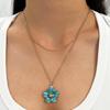 European Floral Gradient Pendant Necklace with Adjustable Snake Chain