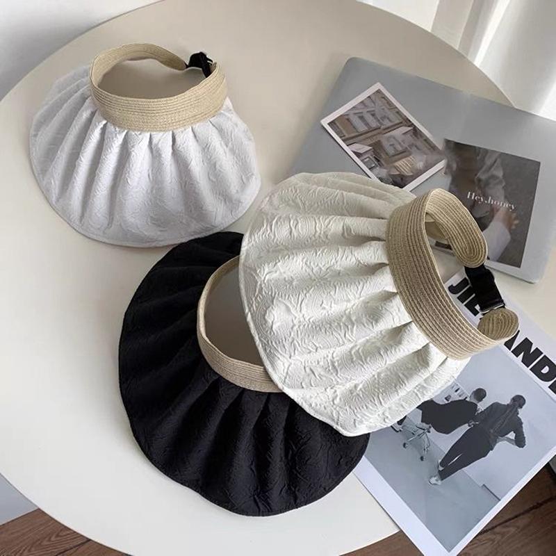 Summer Travel Sunshade Sunblock Hat Large Eaves Anti-Uv Temperament All Empty Top Hat Tidal Sun Hat Children'S Straw Hat