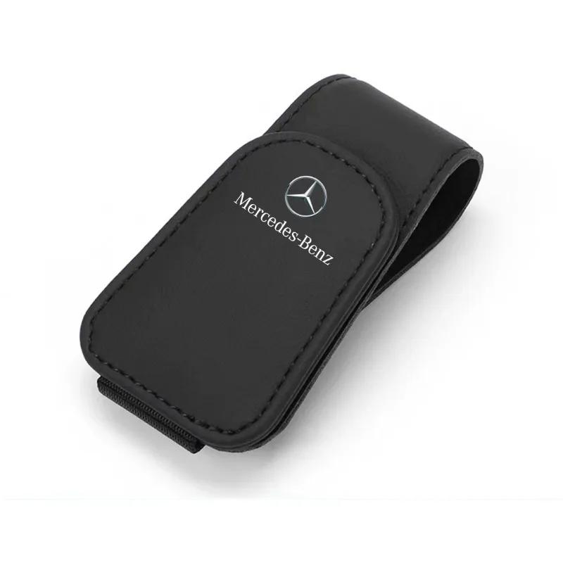 

Car Glasses Sun Visor Box Auto Sunglasses Clip Card Accessories For Mercedes Benz AMG A B C E G CLA C63 C63S E53 GT SLK W176 GLC For Mercedes Benz чорний