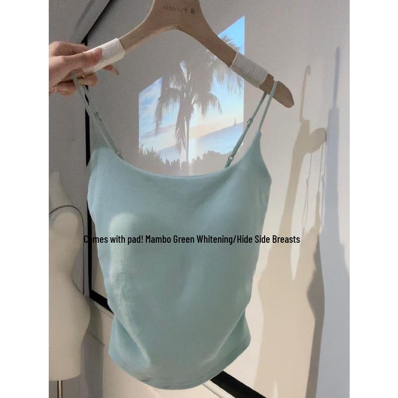 Women's White Camisole Vest: Thin, Sleeveless Top Ideal for Summer Layering or As a Standalone Piece.