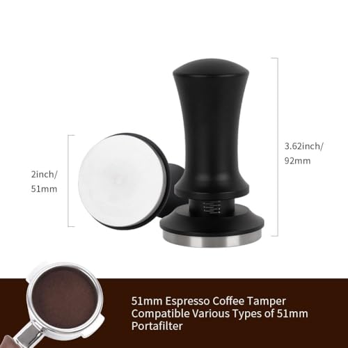 Watchget Tamper, Espresso Maker Coffee Tamper, Calibrated Tamper with 30lb Constant Pressure Spring and Flat Base, Commercial Coffee Dispensing Tool,