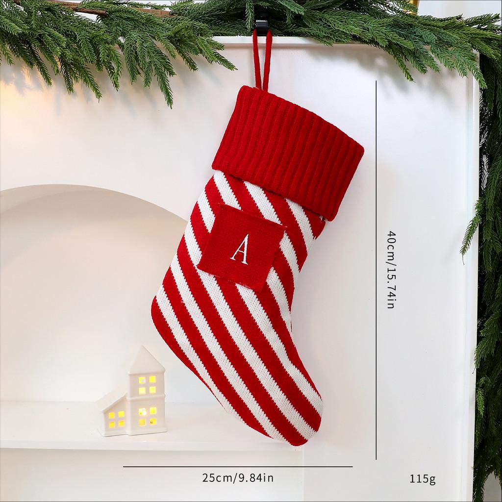 Christmas Letter Tree Ornament With Fabric Material And Red White Stripe Style For Xmas Decor