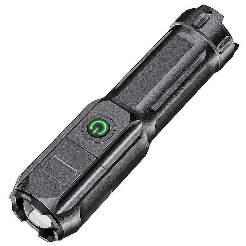 Rechargeable Zoom Torch 3 Modes Waterproof Long Range ABS Strong Light for Outdoor Camping Hiking Super Bright LED Flashlight