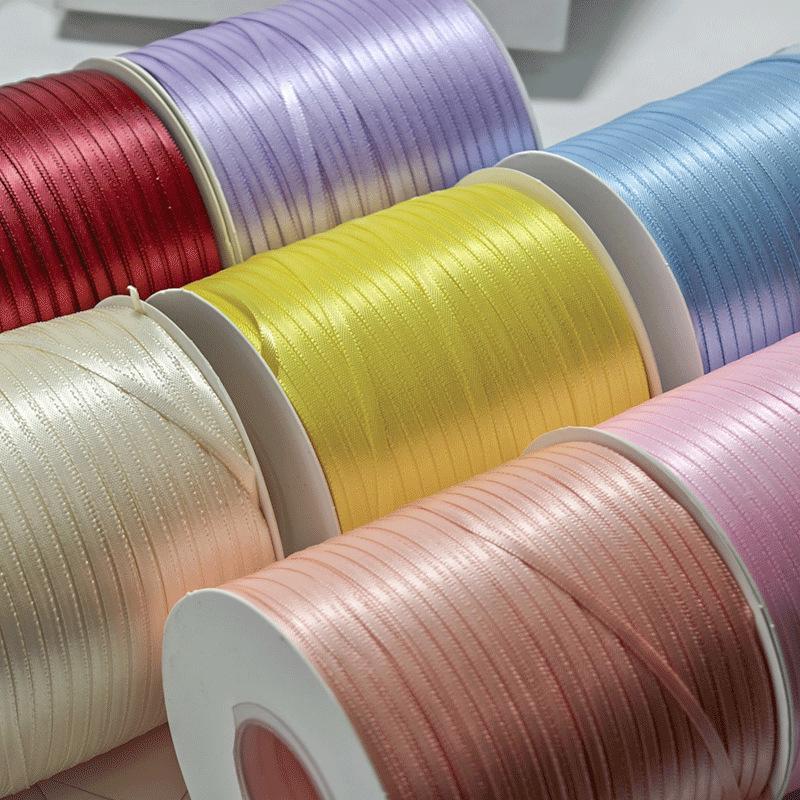 3mm Double-Sided Polyester Ribbon for Handmade Hair Accessories, Headwear Decoration, and Encrypted Bookmarks