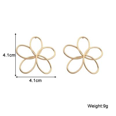 Hollow Big Five-petaled Flower Metal Line Drop Earrings for Women Art Brincos Hyperbole Fashion Party Jewelry