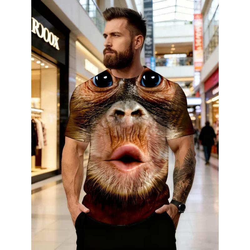 Men's Fashion 3D Printed Men's T-Shirt Round Neck Short Sleeve Trendy Street Wear