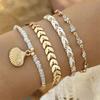 4pcs/set Bohemia Shell Bracelets for Women  Metal Leaf Chain Handmade Bracelets Ethnic Style Summer Beach Jewelry