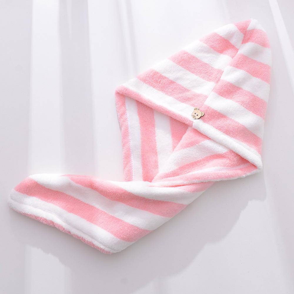 Soft Absorbent Coral Fleece Hair Towel & Cute Shower Cap Headband