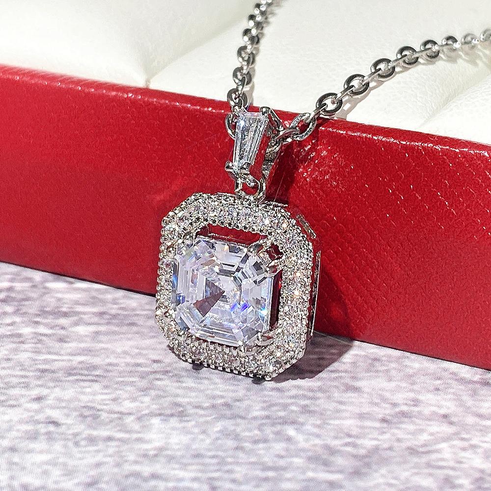 

CAOSHI Elegant Women s Pendant Necklace with Luxury Square CZ Crystal Stone Chic Accessories for Women Hot Sale Fashion Zircon 45cm
