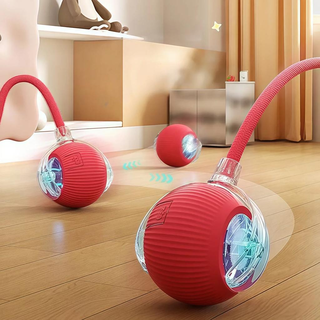 Cat Interactive Ball Rechargeable Smart Pet Electric Toy 3 Mode Automatic Rolling Ball Simulated Tail Dog Cat Training Teaser