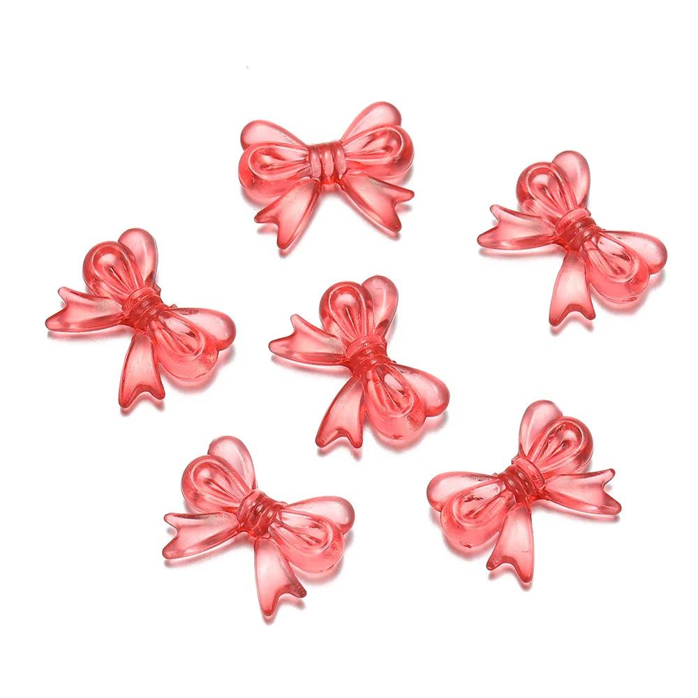 TX14 20Pcs/Lot 14x18mm New Exquisite Bowknot Transparent Spacer Beads DIY Pendants Necklace Bracelet Jewelry Trend Accessories