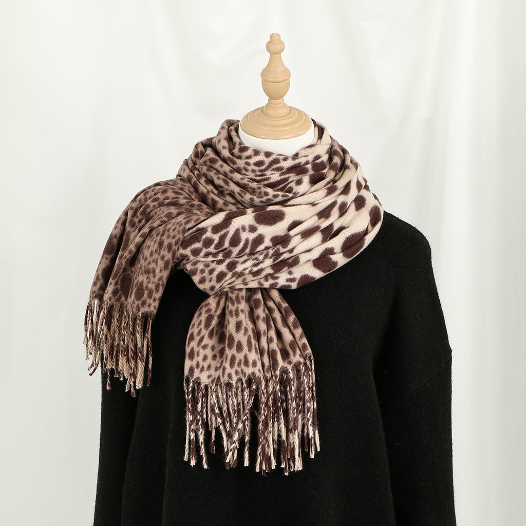 Leopard Pashmina Fransen Schal Tuch Für Frau Mann Herbst Winter Warme Schals Mode Lange Wickeltücher Einfarbig Kaschmir-ähnlicher Schal