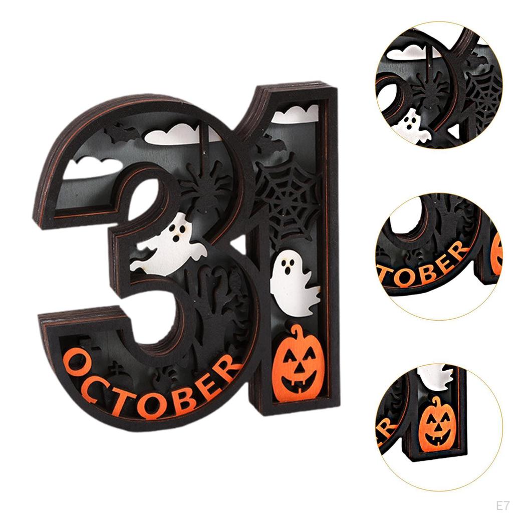 Halloween Wood Decor Decoration Tabletop Sculpture Statue for Bedside Table