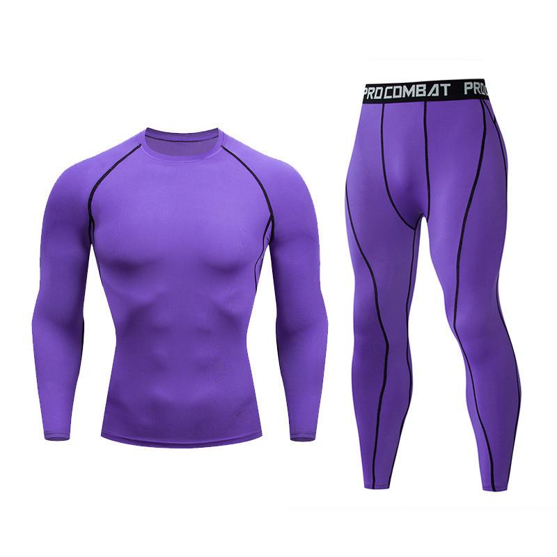 Men Compression Tops Tight Trousers Long Sleeve Shirts Long Pants Sport Suits
