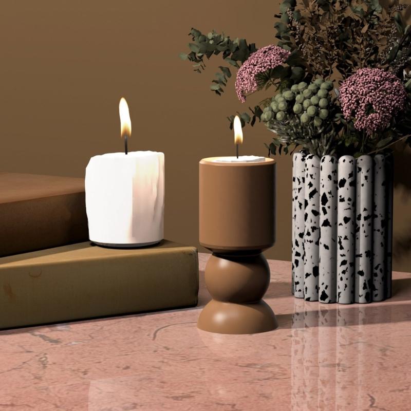 Unique Candle Holder Molds Crafting Molds Round Shape Candle Base Moulds Silicone Texture for Crafting Candlesticks