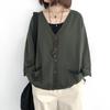 Loose Retro Knitted Cardigan Sweater Women's Thin Long-sleeved Korean V-neck Solid Color Jacket
