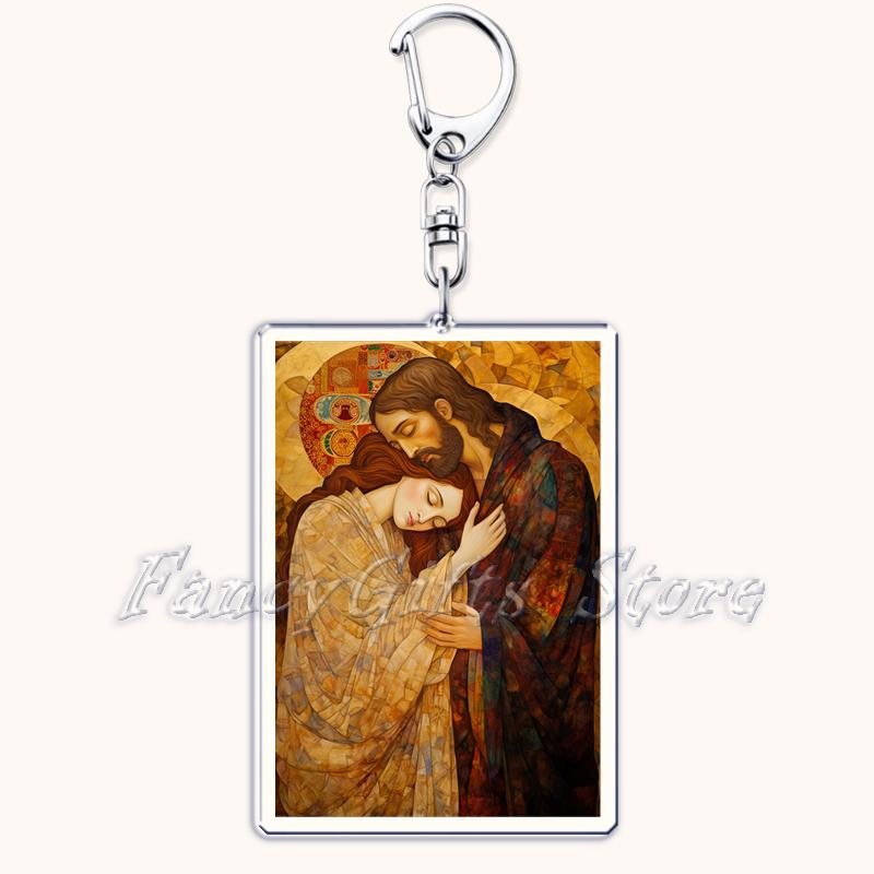 

Gustav Klimt The Kiss Oil Painting Keychains for Women Accessories Bag Keyrings Key Chain Ring Jewelry Friends Lover Fans Gifts