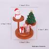 Mini Wooden Dollhouse Shelf with Resin Christmas Tree and Snowman Decor