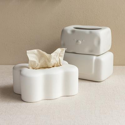 Dining Room Desktop Napkin Paper Box Creative Ceramic Tissue Box Living Room Ornament Solid Color Pumping Paper Box Decoration