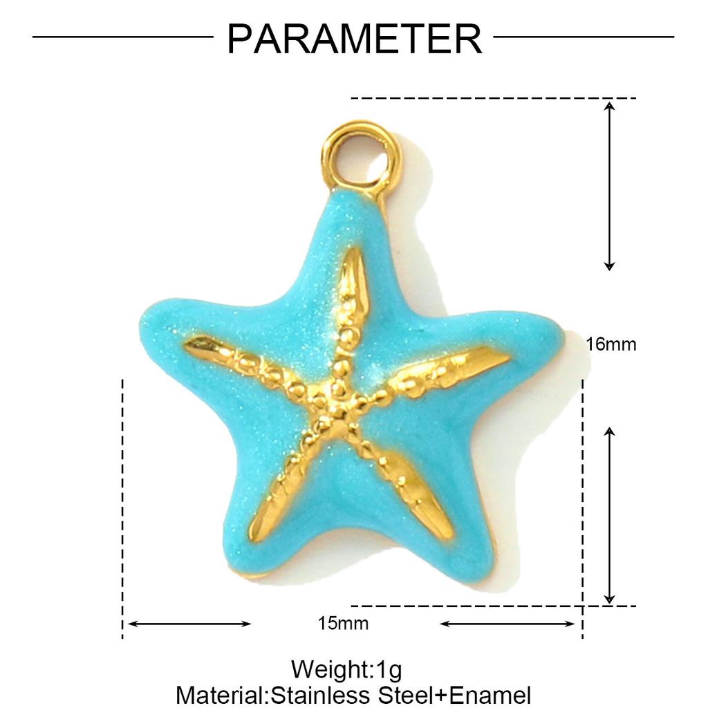 3pcs/Lot Stainless Steel Enamel Starfish Round DIY Charms Palm Tree Fishtail Necklace Pendants Woman Summer Holiday Jewelry