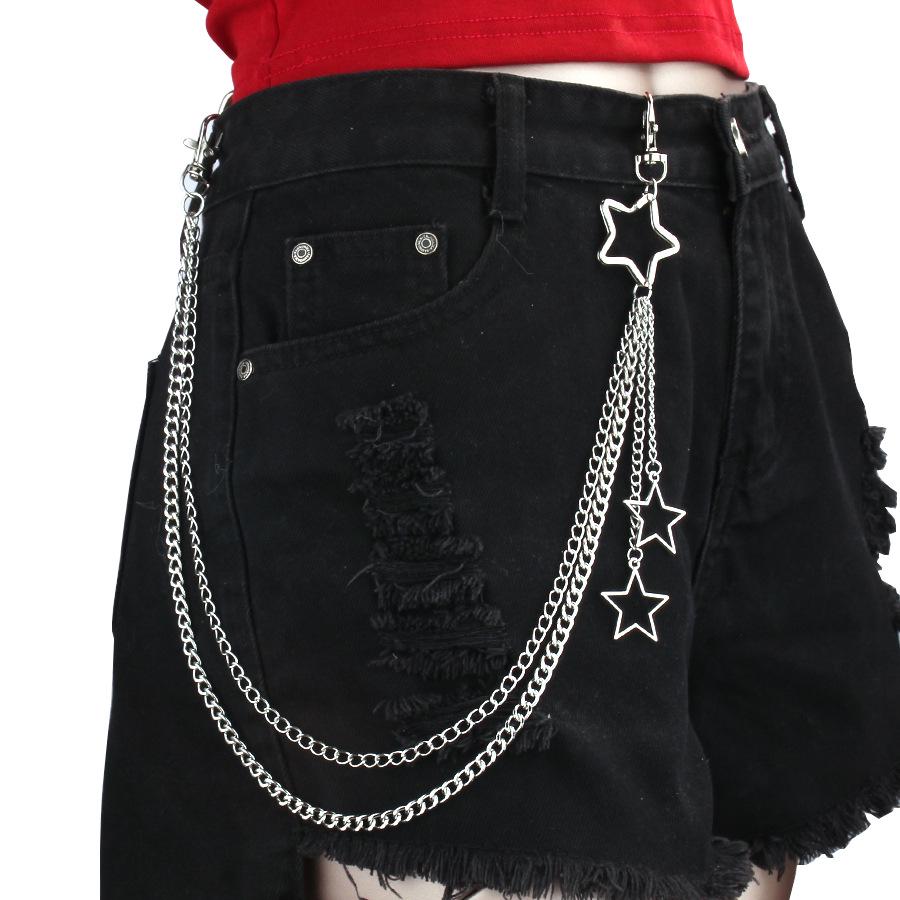 Versatile Hollow Five-pointed Star Hip Hop Pant Chain - Multi-layer Metal Accessory