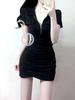 Dress Knit Fabric Slim Fit Short Sleeve Polo Neck Retro Style For Summer Fashion