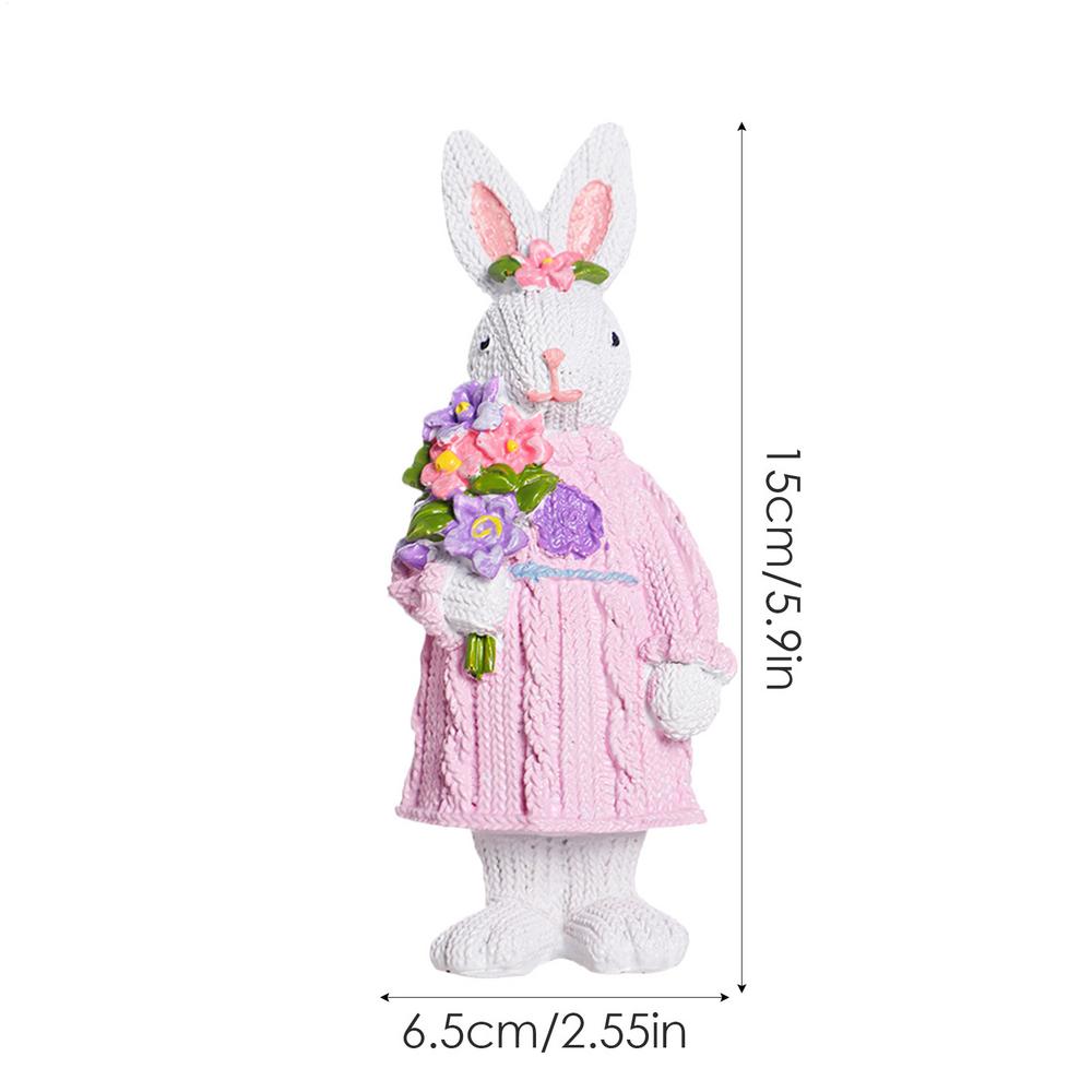 Rabbit Statue Easter Figurines Hold Carrot Small Spring Rabbit Sculpture For Desk Entryway Office Shops Living Room Bedroom