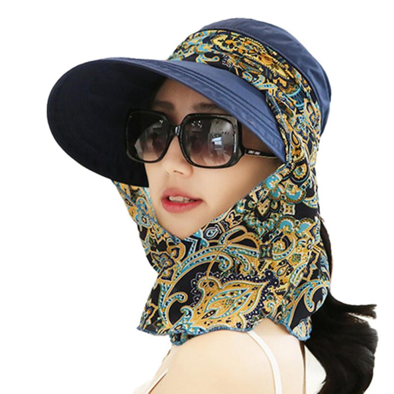 Women Sun Hat Face Neck Protection Cap Breathable Foldable Detachable Hat For Lady Girl