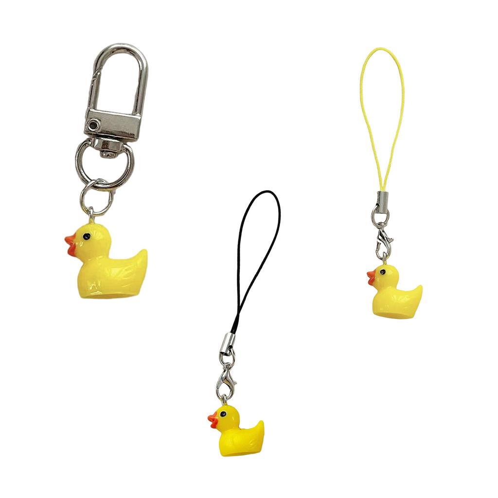 Adorable Yellow Duck Phone Chain Easy To Attach Animal Pendant Keychain Handmade Decoration for Bags and Wallets