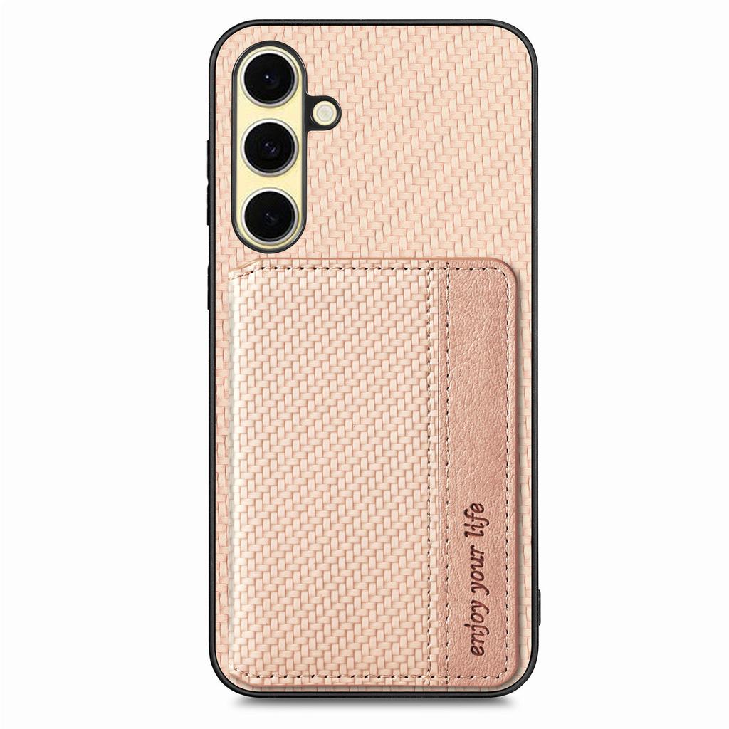 For Samsung Galaxy A26 5G Case RFID Blocking Carbon Fiber Leather Phone Back Cover with Card Holder