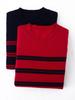 Women's 100% Pure Wool Color Block Stripe Round Neck Sweater - Warm, Casual Knitwear for New Year