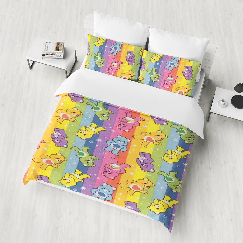 Carebears Care Bears Anime Home Bedroom Comforte Nordic Polyester Material Suitable for Children and Adults 3-piece Set