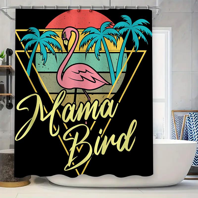 

Retro Mama Bird: Tropical Flamingo Shower Curtain For A Fun And Summer-Inspired Bathroom Dcor W60H190(CM)-1 Pcs