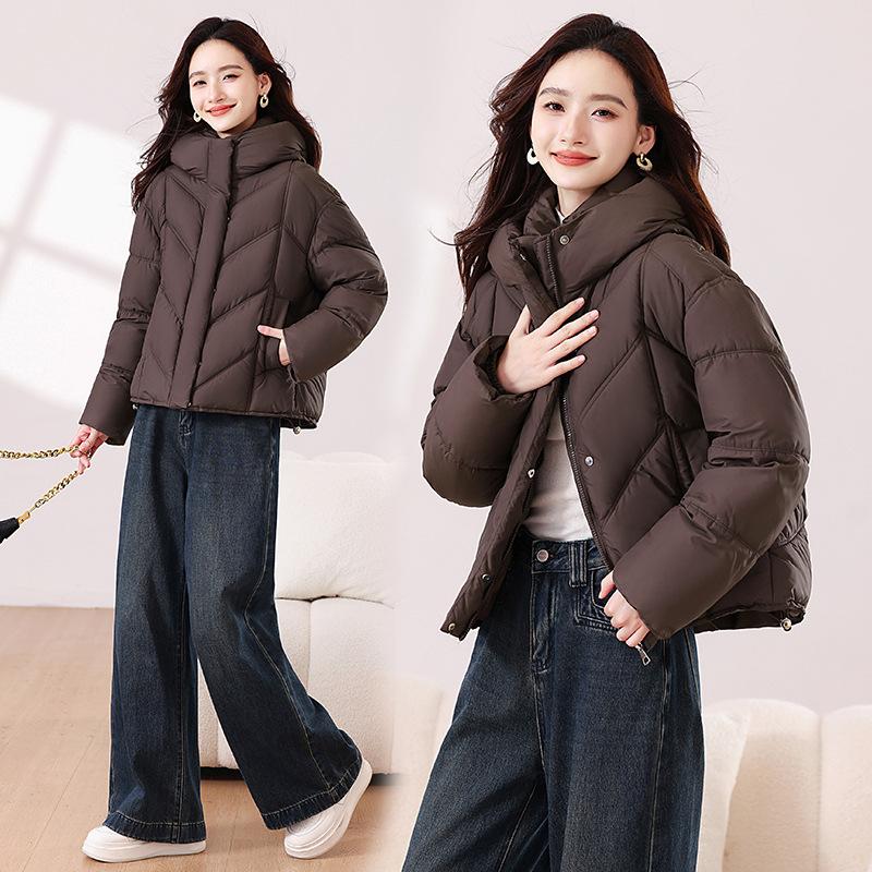 

Женская новая толстая теплая хлопковая одежда для отдыха и спорта из высококачественной ткани, легкая, ветрозащитная, с капюшоном, свободного кроя L темно-коричневого